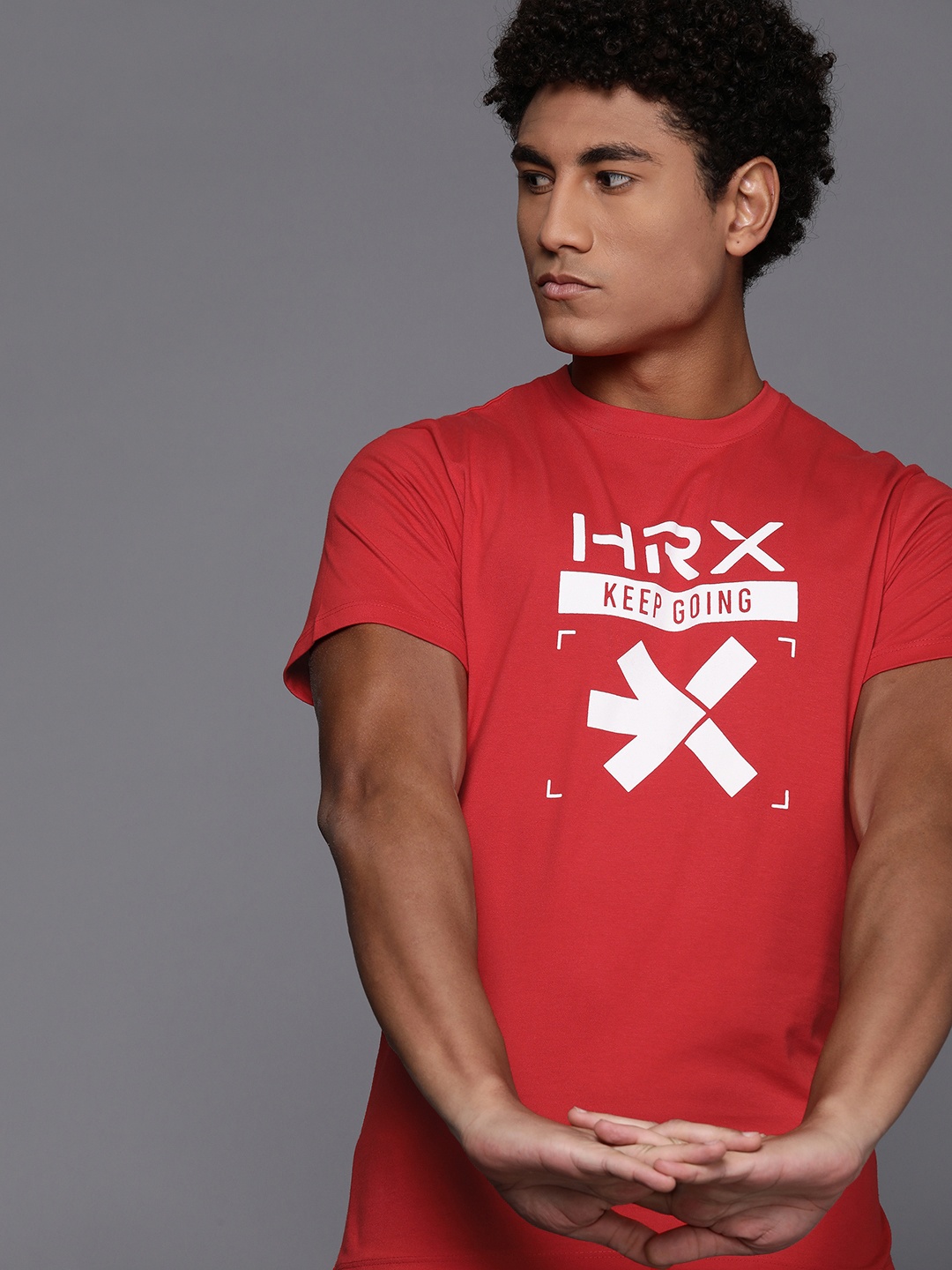 

HRX by Hrithik Roshan Men Brand Logo Printed Training T-shirt, Red