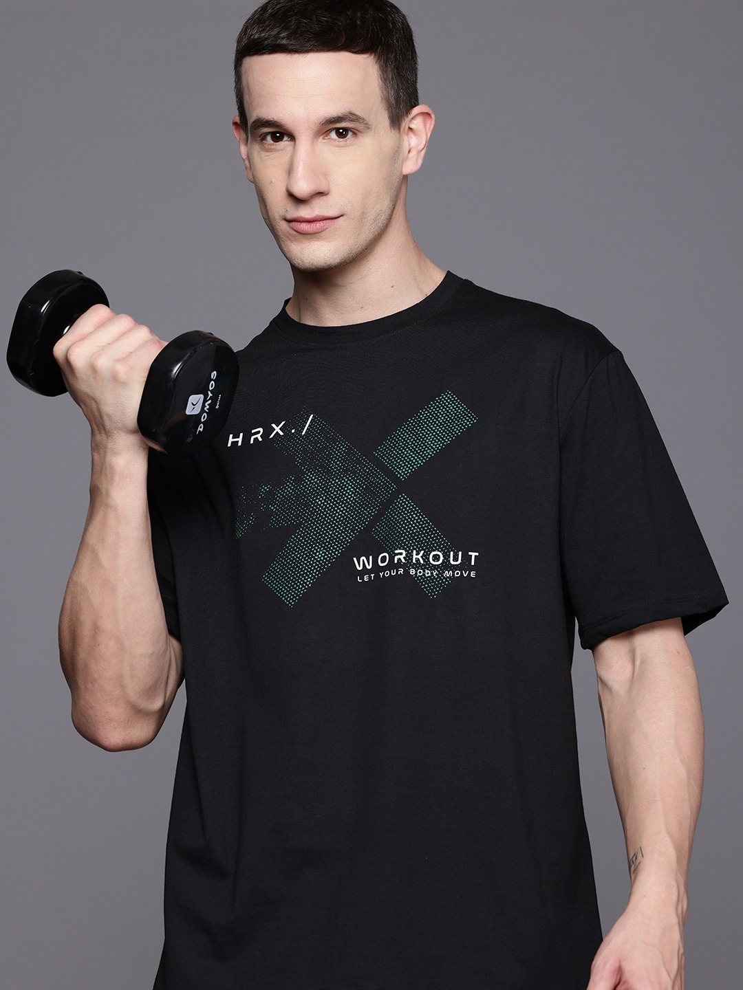

HRX by Hrithik Roshan Rapid Dry Printed Training T-shirt, Black