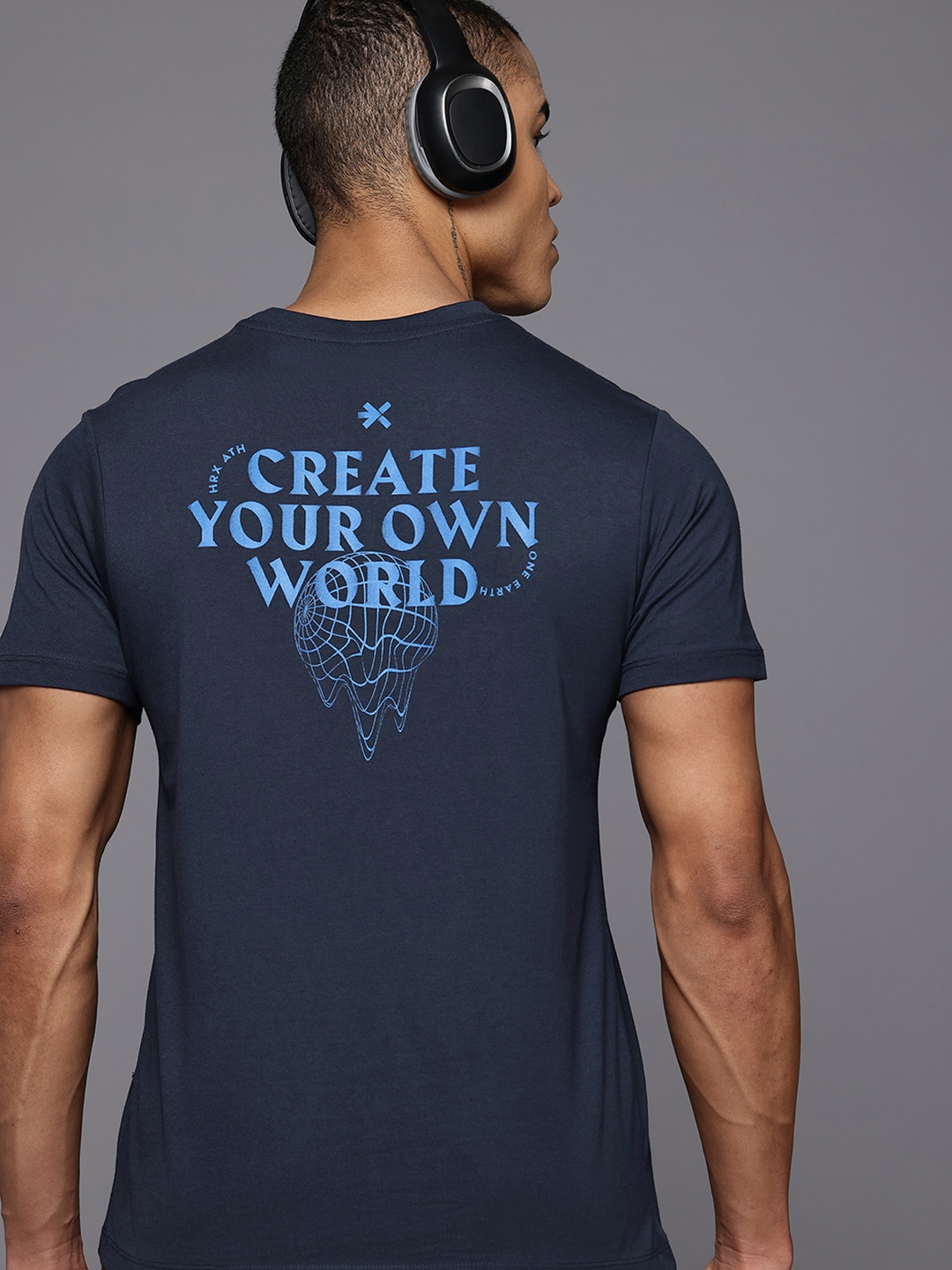 

HRX by Hrithik Roshan Typography Print Lifestyle T-shirt, Navy blue