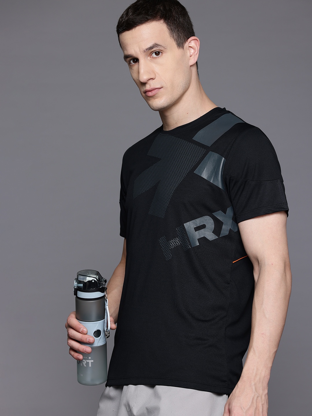 

HRX by Hrithik Roshan Printed Rapid-Dry Training T-shirt, Black