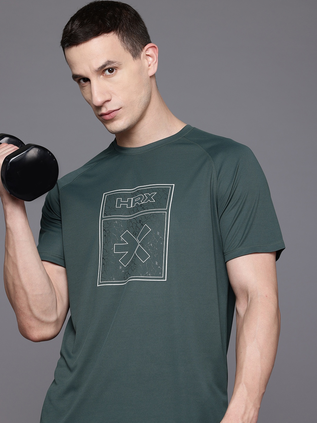 

HRX by Hrithik Roshan Rapid-Dry Training T-shirt, Green
