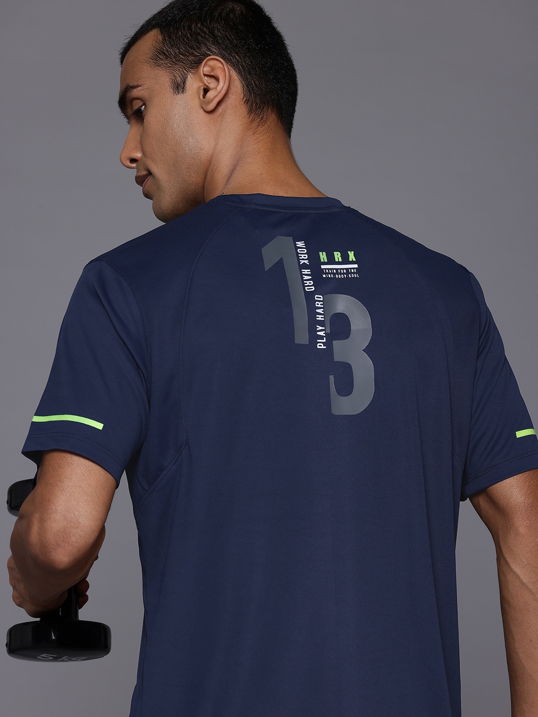 

HRX by Hrithik Roshan Rapid Dry Printed Training T-shirt, Navy blue