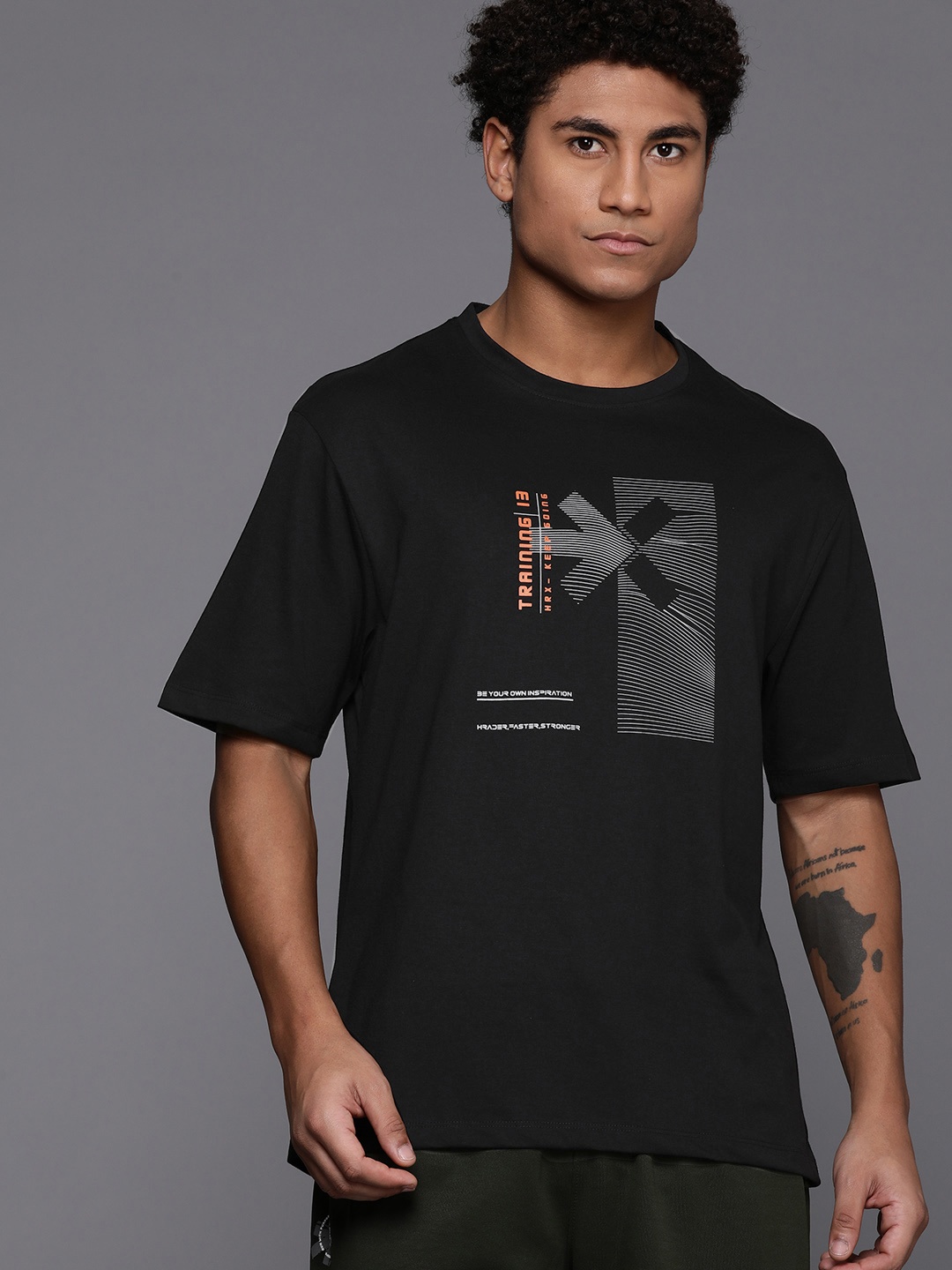 

HRX by Hrithik Roshan Printed Training T-shirt, Black