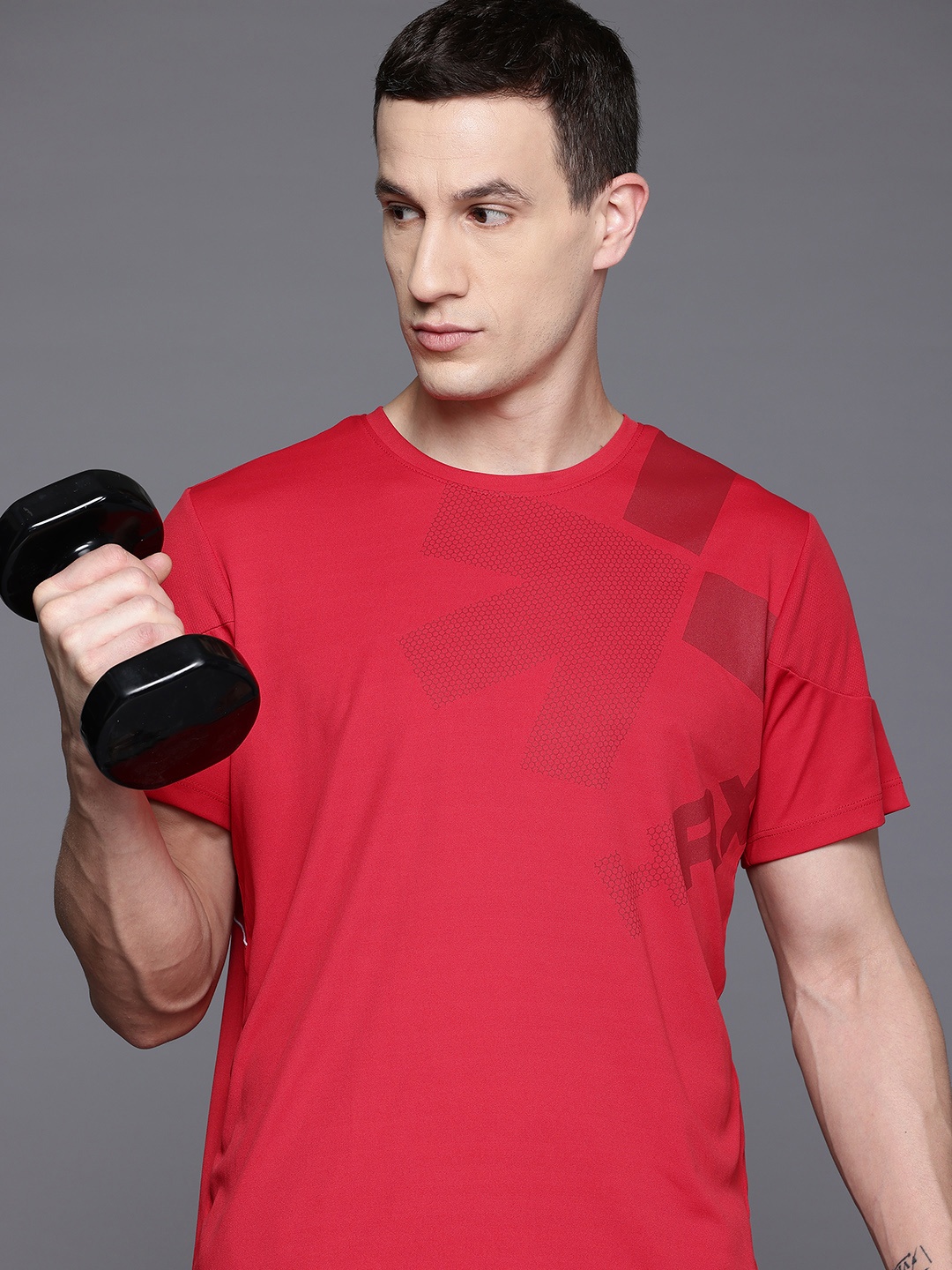 

HRX by Hrithik Roshan Printed Rapid-Dry Training T-shirt, Red