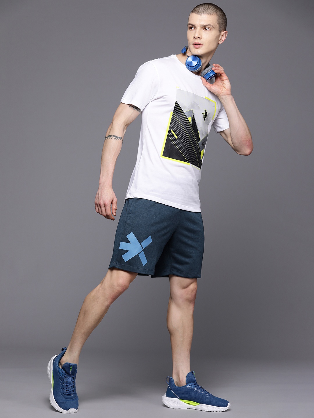 

HRX by Hrithik Roshan Men Printed Detail Lifestyle Shorts, Navy blue