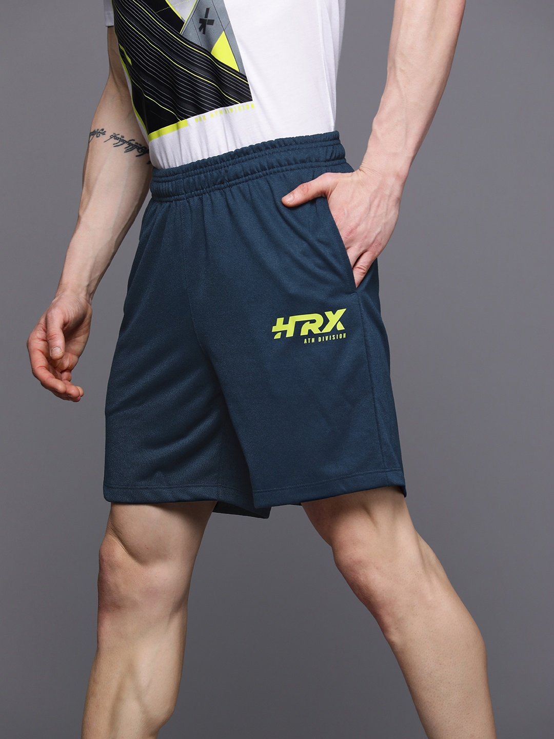 

HRX by Hrithik Roshan Men Printed Detail Lifestyle Shorts, Navy blue