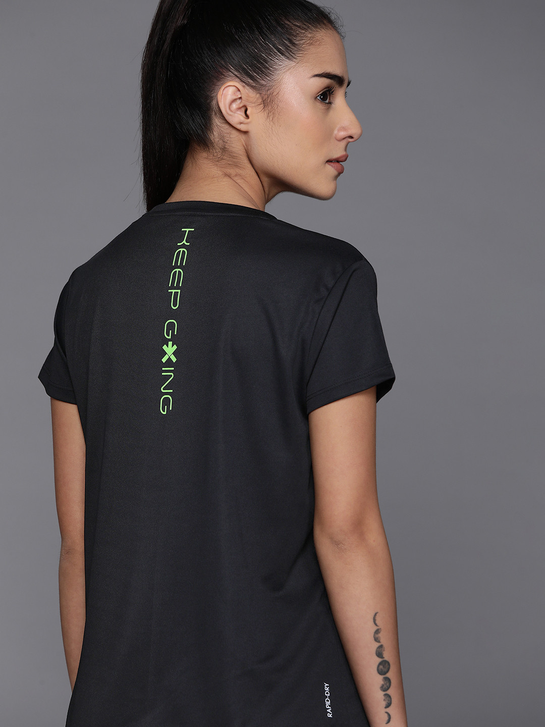 

HRX by Hrithik Roshan Women Printed Rapid-Dry Training T-shirt, Black