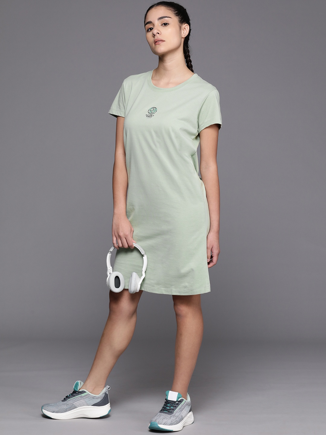 

HRX by Hrithik Roshan Round Neck T-shirt Dress, Green