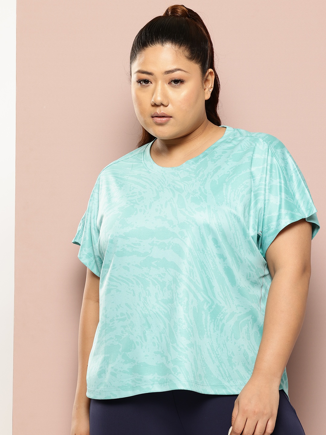 

Sztori Plus Size Printed Extended Sleeves T-shirt, Sea green