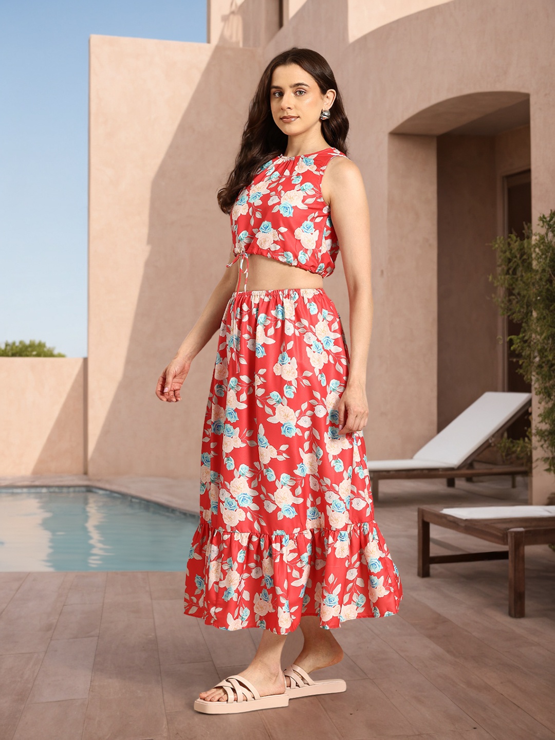

Mast & Harbour Floral Print Co-ords, Red