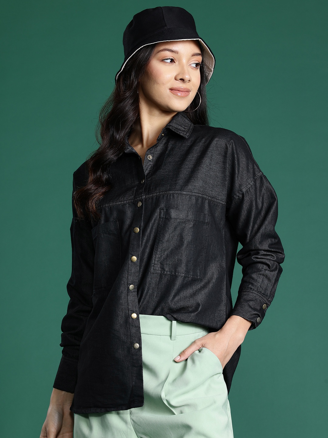 

DressBerry Chambray Casual Shirt, Black
