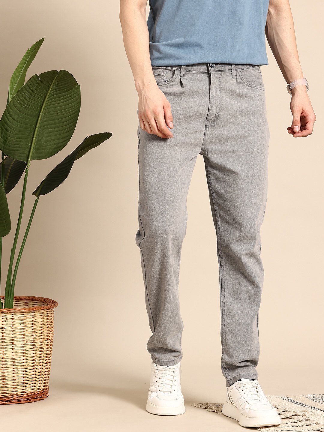 

Mast & Harbour Men Slouchy Fit Mid-Rise Jeans, Grey