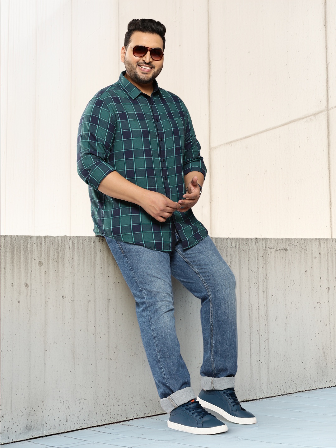 

Sztori Plus Size Checked Casual Shirt, Green