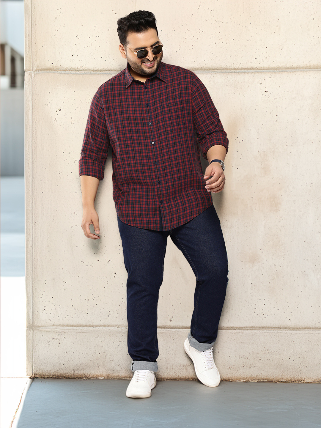 

Sztori Plus Size Checked Casual Shirt, Red
