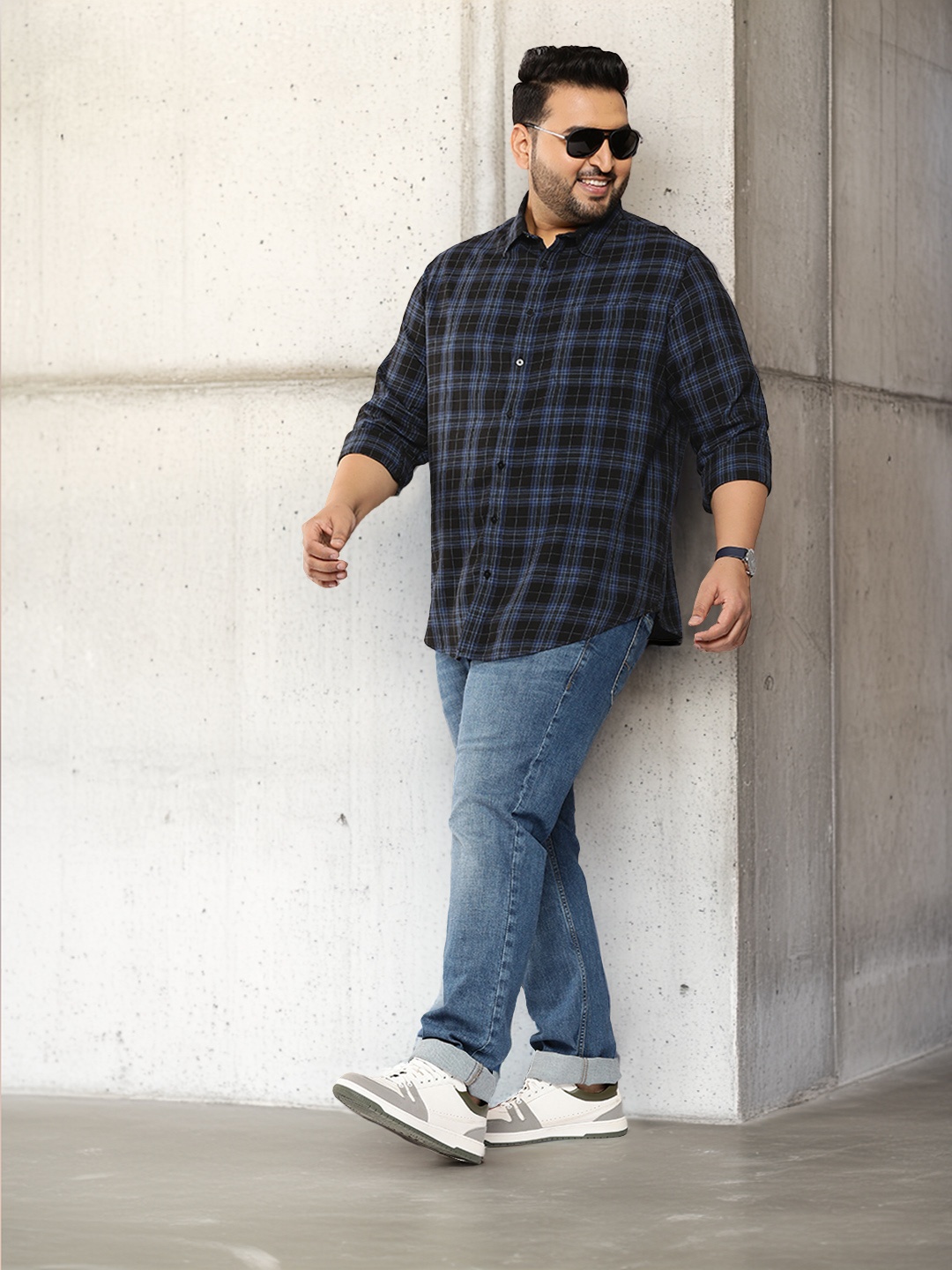 

Sztori Plus Size Checked Casual Shirt, Black