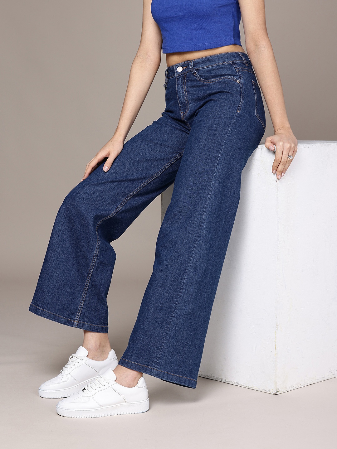 

Roadster The Life Co. Women Wide Leg Stretchable Jeans, Blue