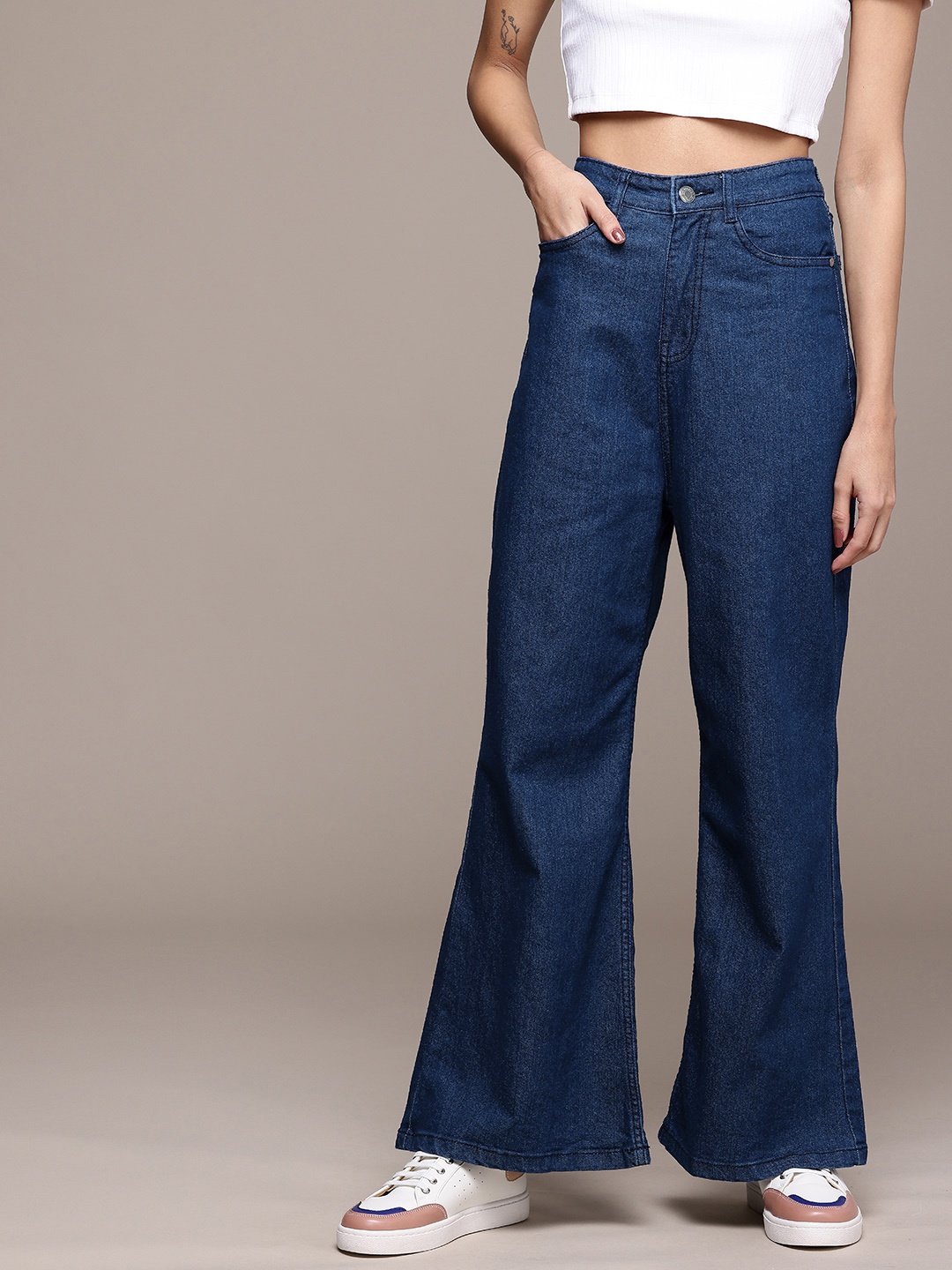 

The Roadster Life Co. Women Wide Leg Stretchable Jeans, Blue