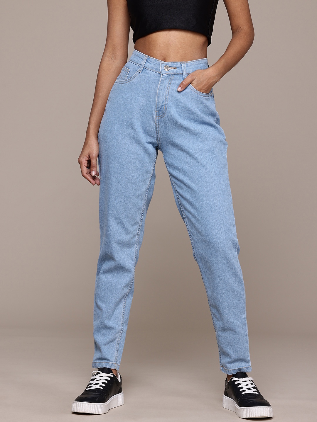 

The Roadster Lifestyle Co. Women High Rise Mom Fit Jeans, Blue
