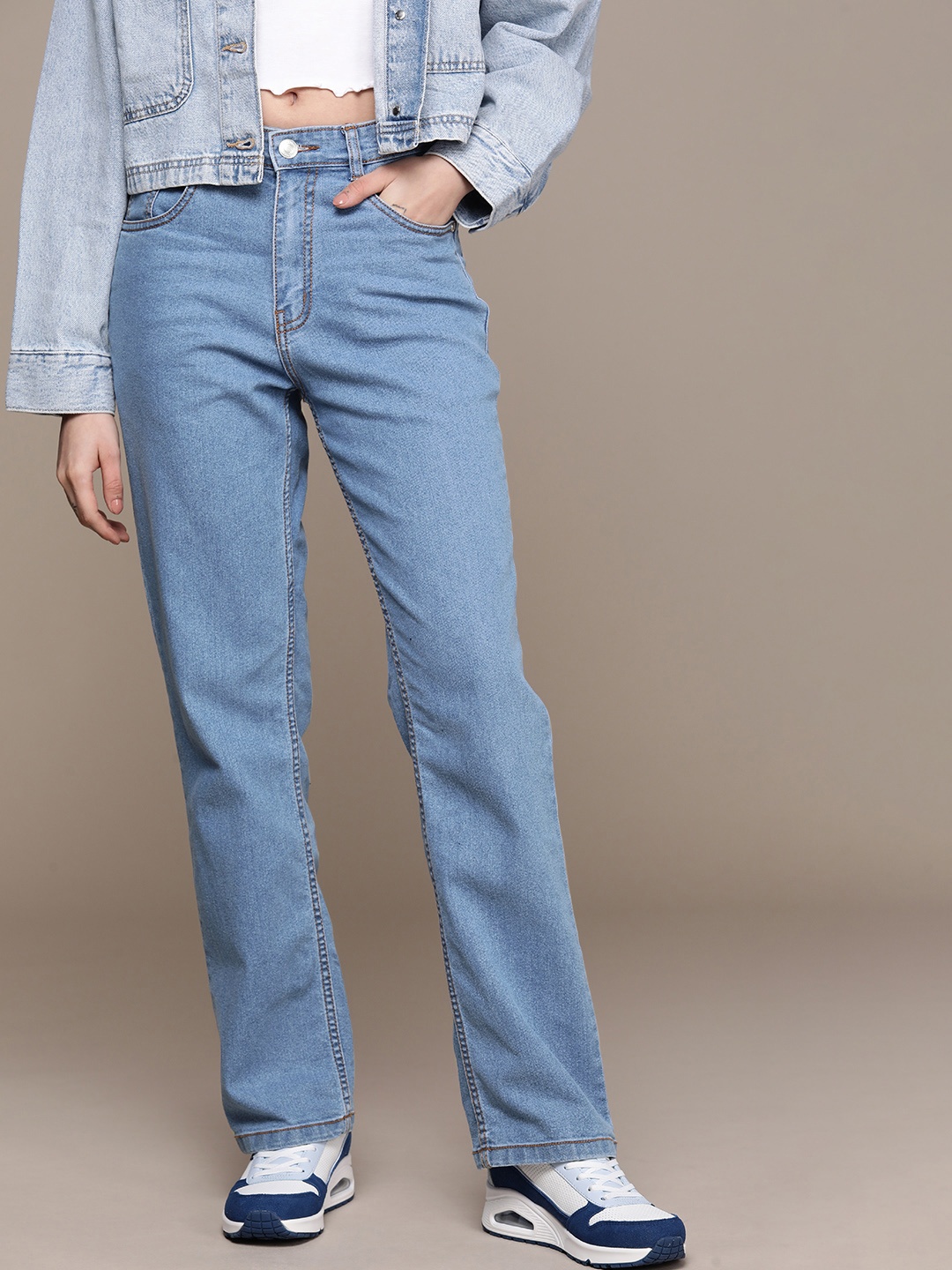 

The Roadster Life Co. Women High Rise Straight Fit Stretchable Jeans, Blue