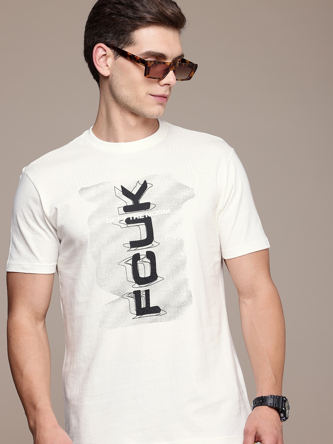 

FCUK Pure Cotton Brand Logo Printed T-shirt, Off white
