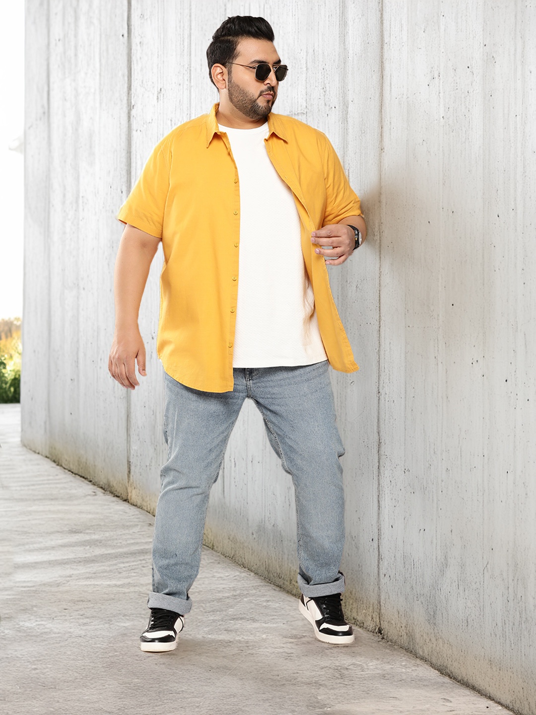 

Sztori Plus Size Pure Cotton Casual Shirt, Yellow