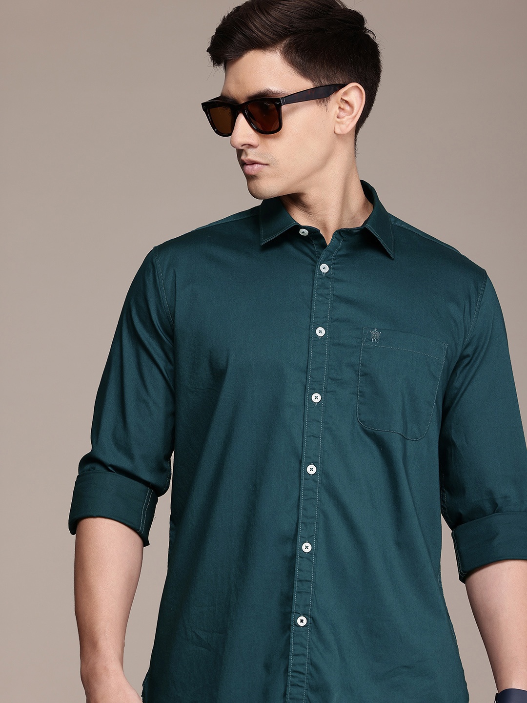 

French Connection Slim Fit Opaque Casual Shirt, Green