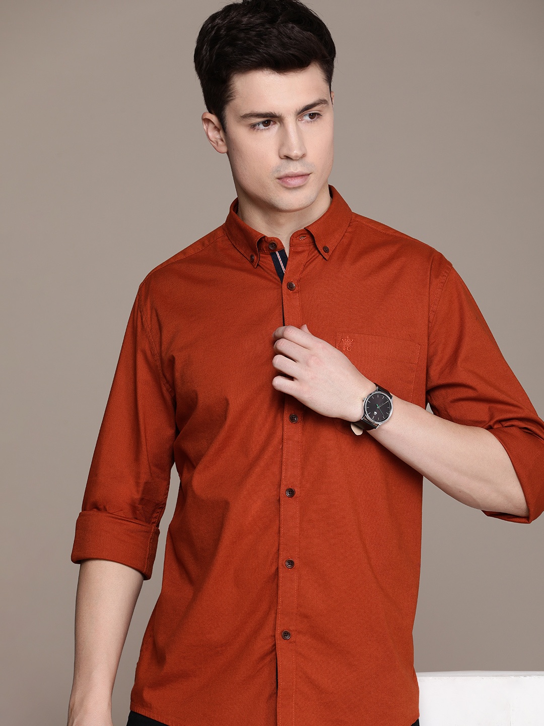 

French Connection Slim Fit Casual Shirt, Rust