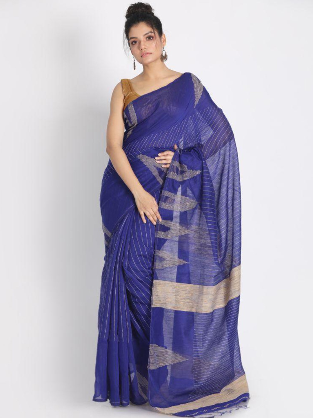 

Angoshobha Ethnic Woven Design Silk Cotton Saree, Blue