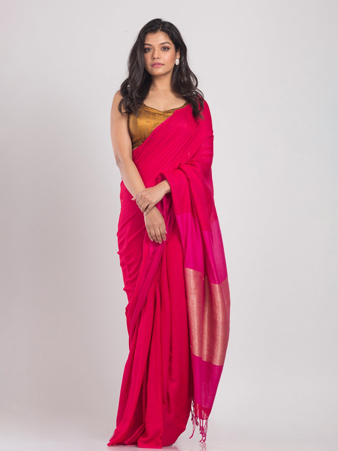 

Angoshobha Woven Design Pure Cotton Saree, Red