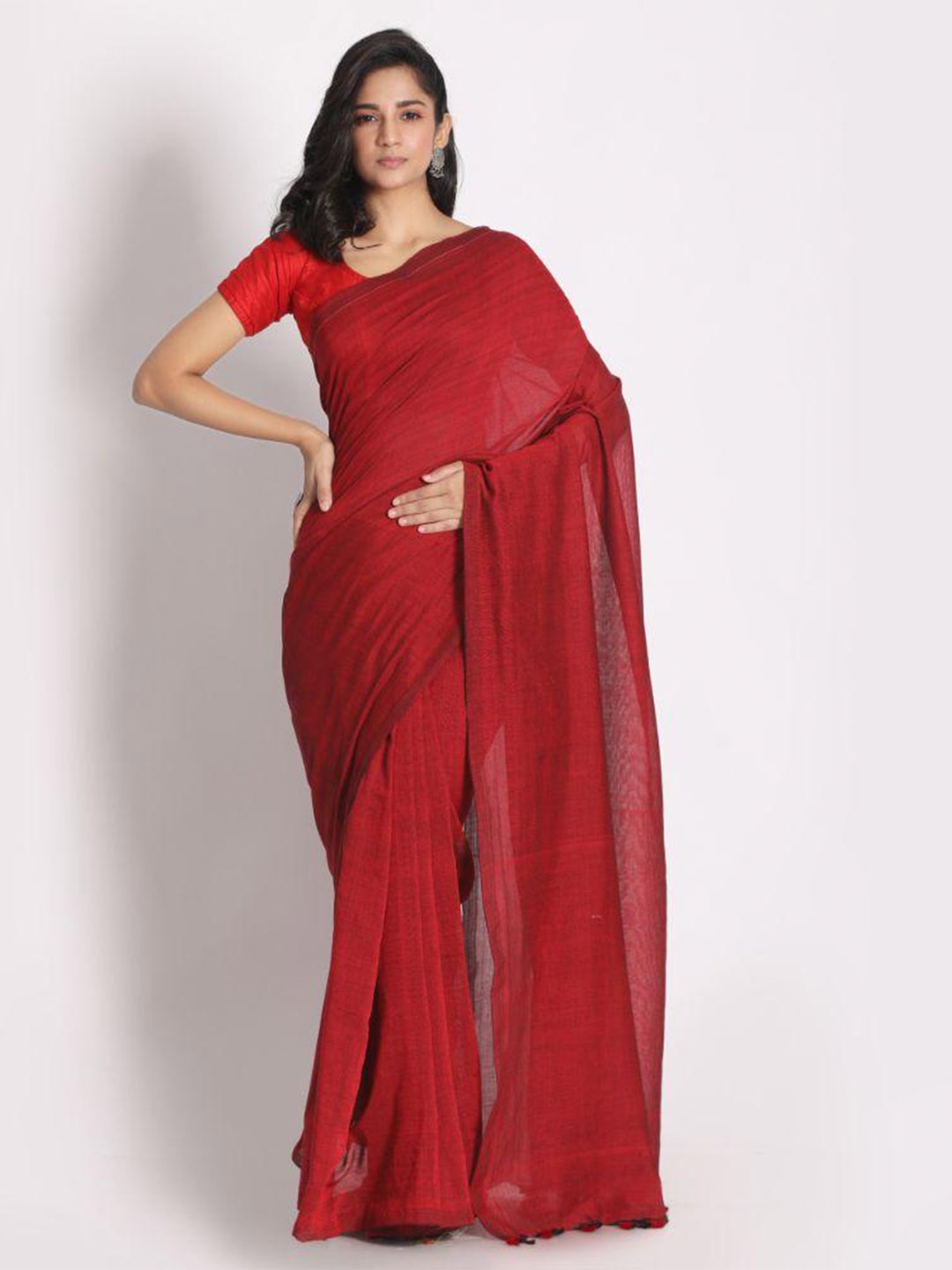 

Angoshobha Woven Design Pure Cotton Saree, Red