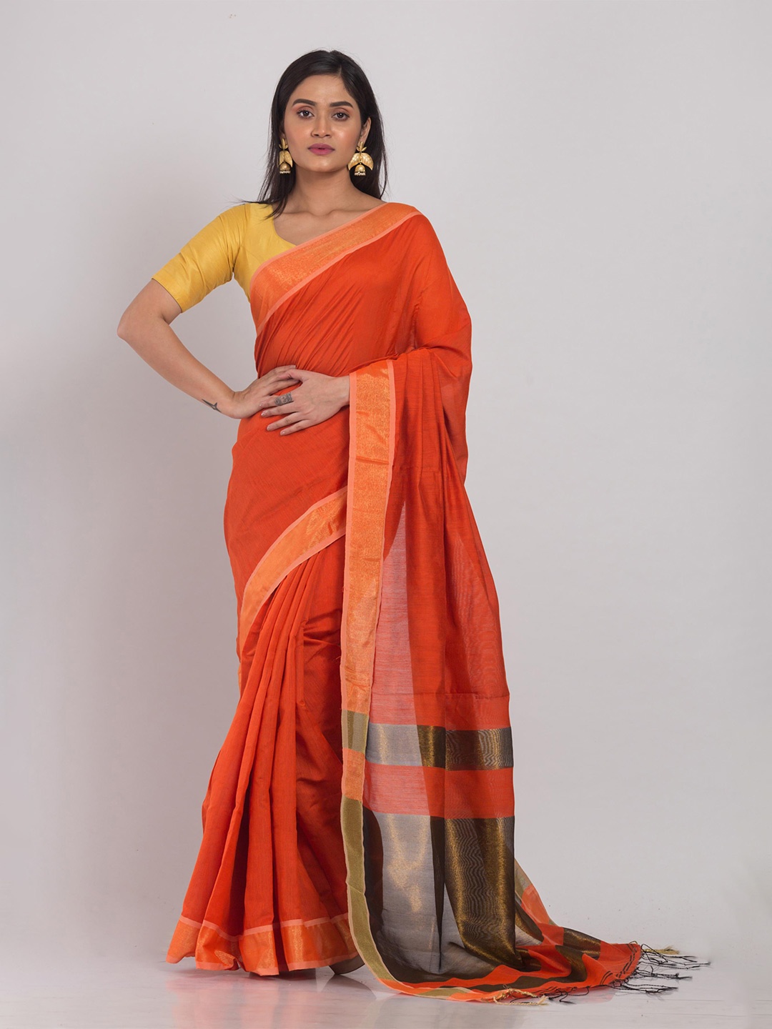 

Angoshobha Woven Design Silk Cotton Saree, Orange