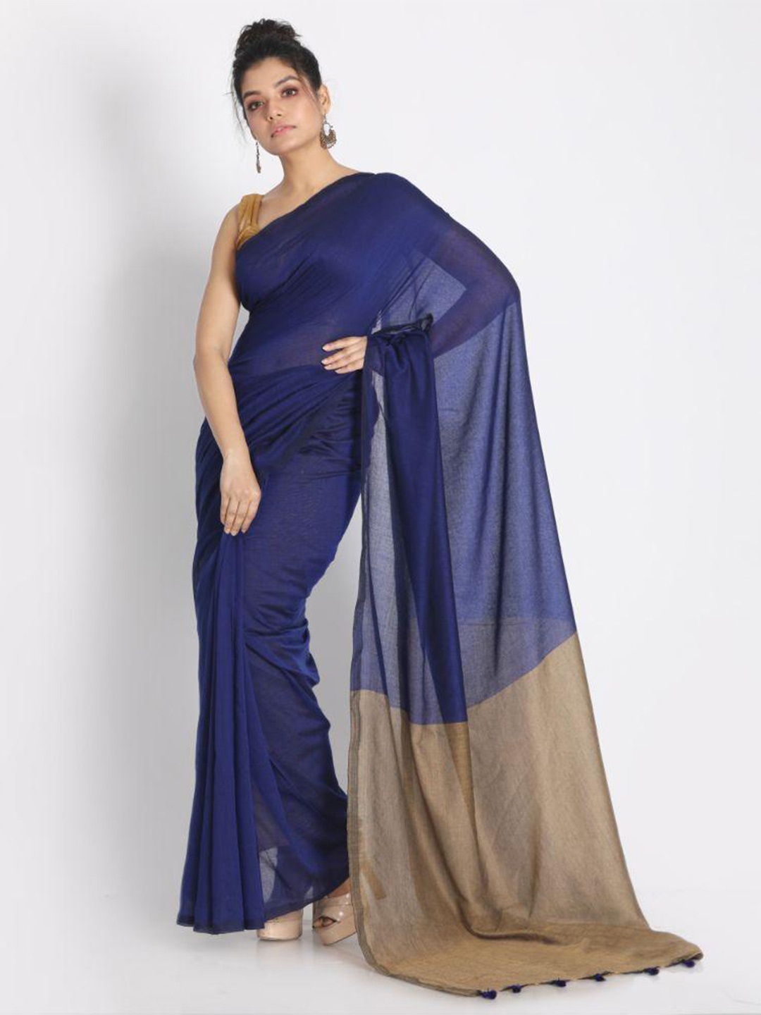 

Angoshobha Woven Design Pure Cotton Saree, Blue