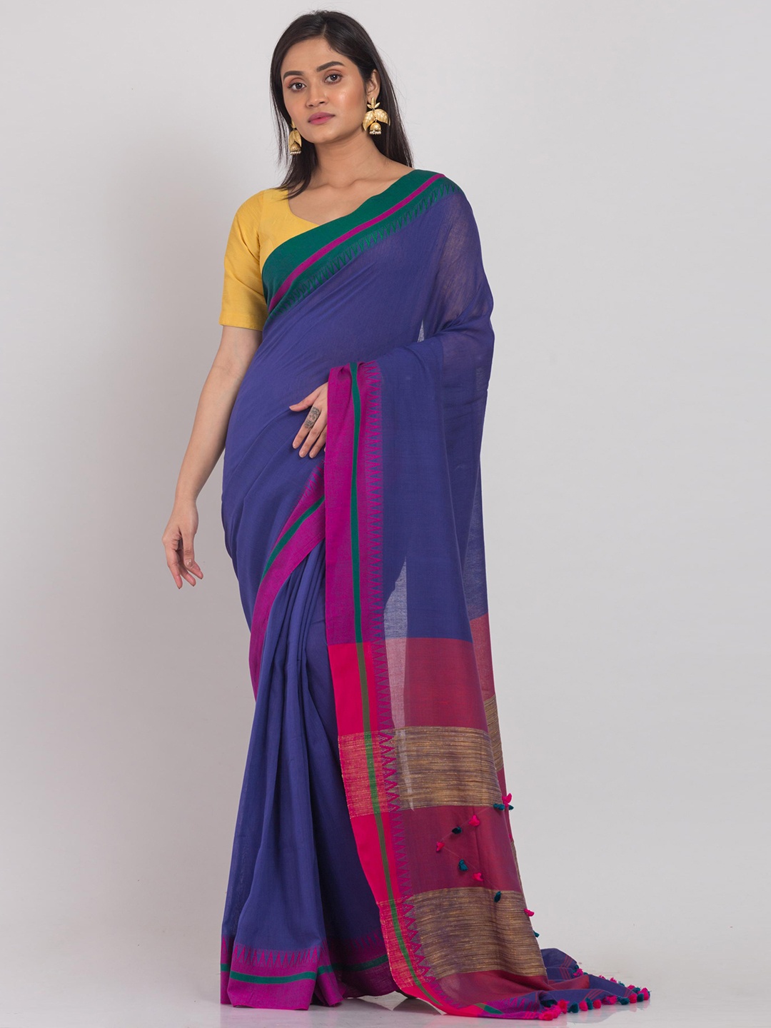 

Angoshobha Woven Design Silk Cotton Saree, Blue