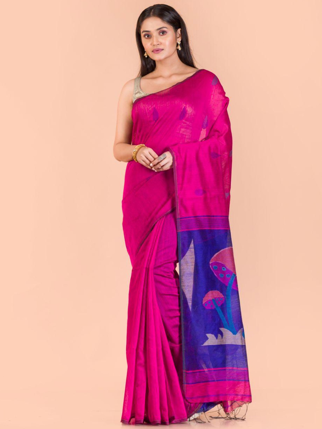 

Angoshobha Woven Design Jamdani Saree, Pink