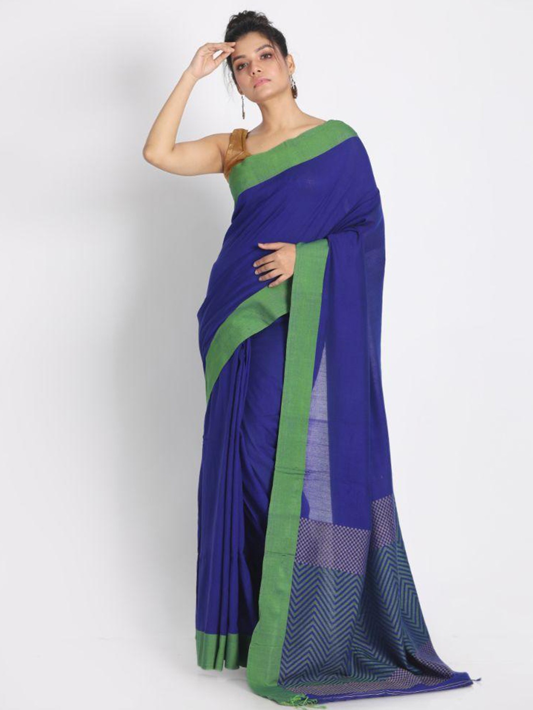 

Angoshobha Woven Design Pure Cotton Saree, Blue