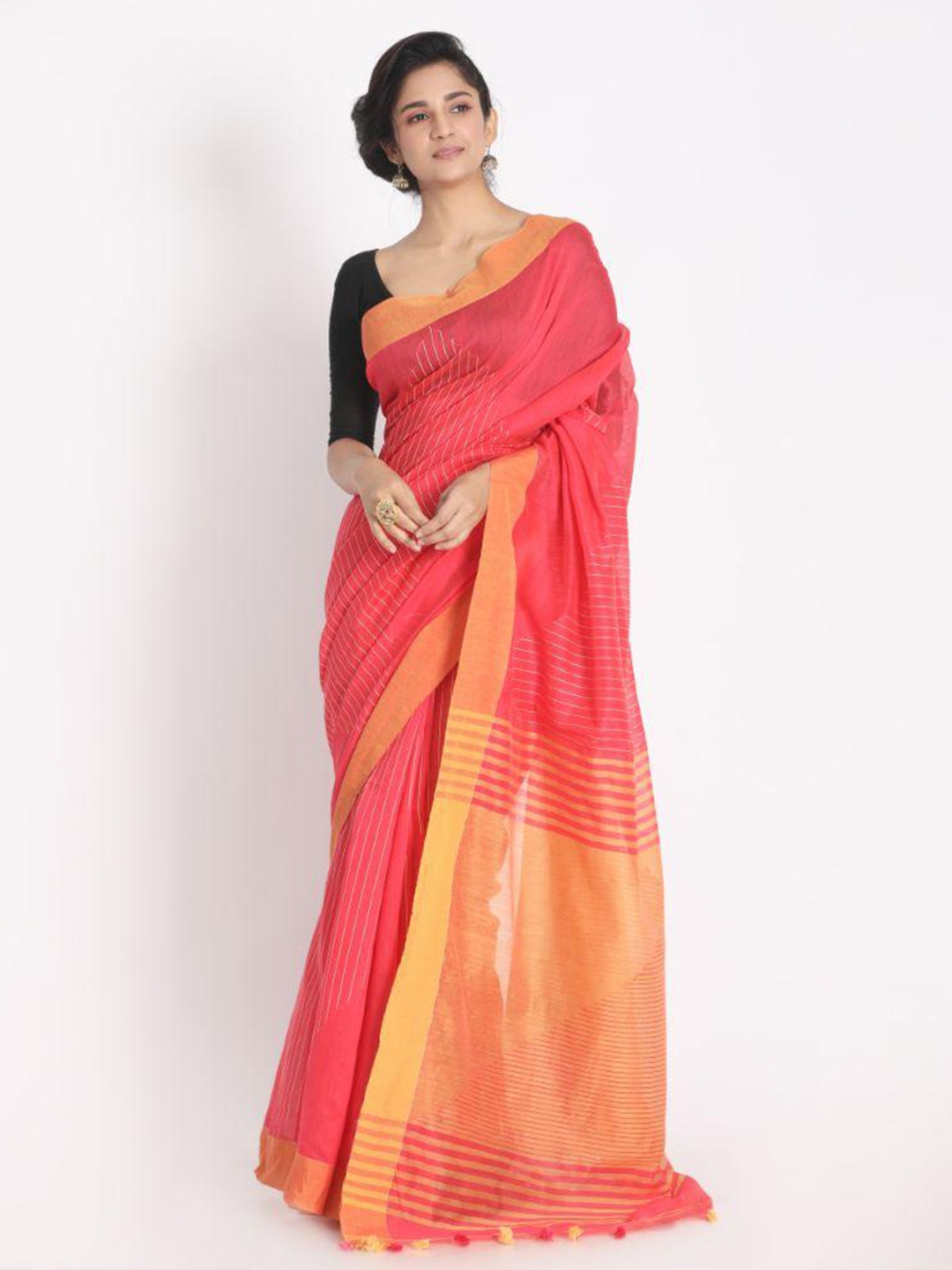 

Angoshobha Woven Design Silk Cotton Saree, Red