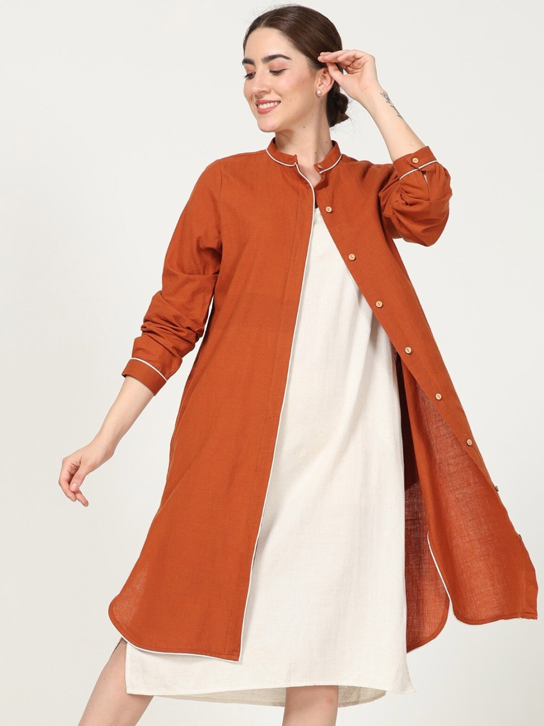 

Saltpetre Linen A line Dress With Shrug, Cream