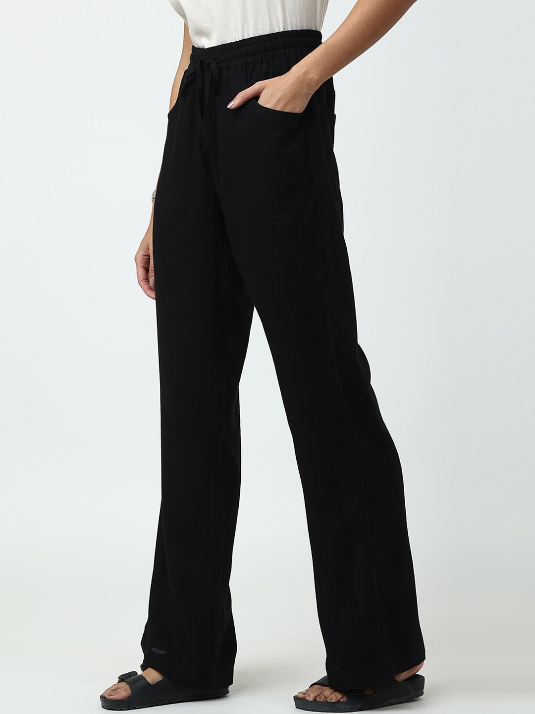 

Saltpetre Short Sleeves Linen Shirt With Trousers, Black