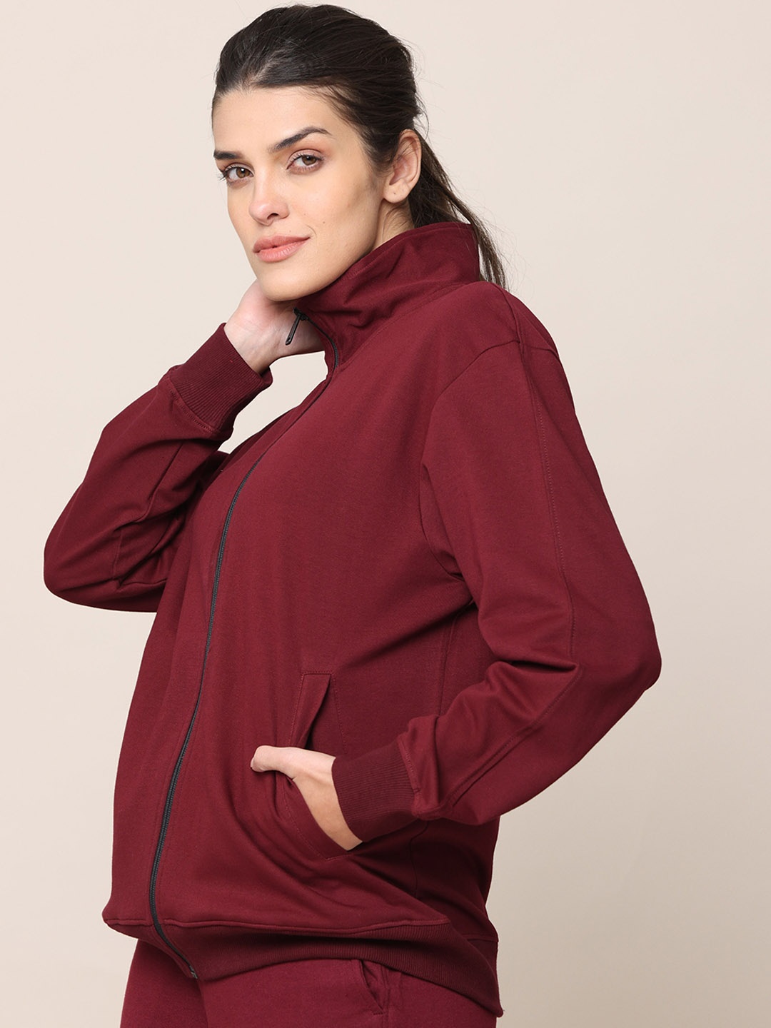 

Saltpetre Organic Cotton T-Shirt With Jacket And Trousers Co-Ords, Maroon