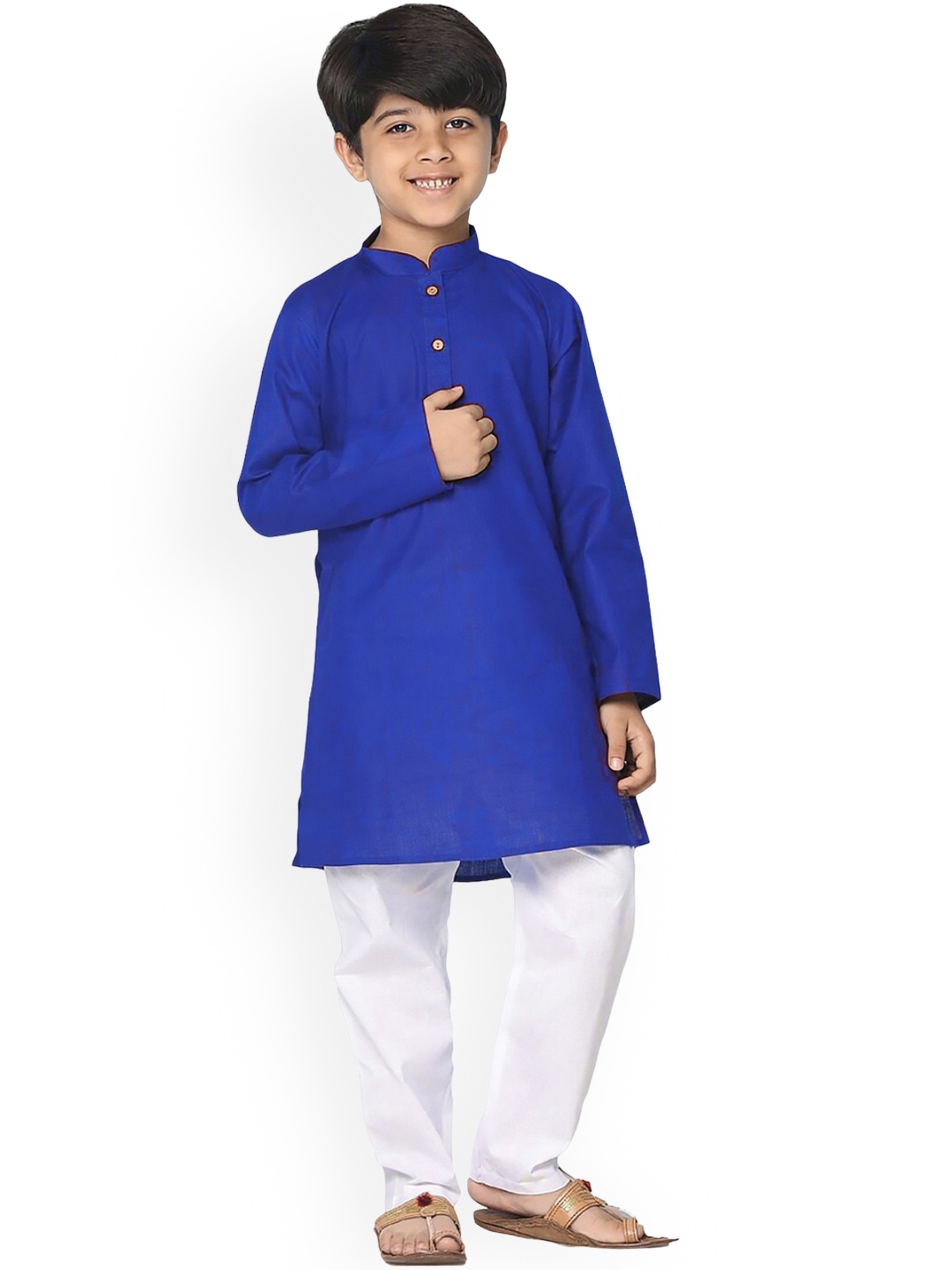 

BAESD Boys Mandarin Collar Long Sleeves Straight Kurta, Blue