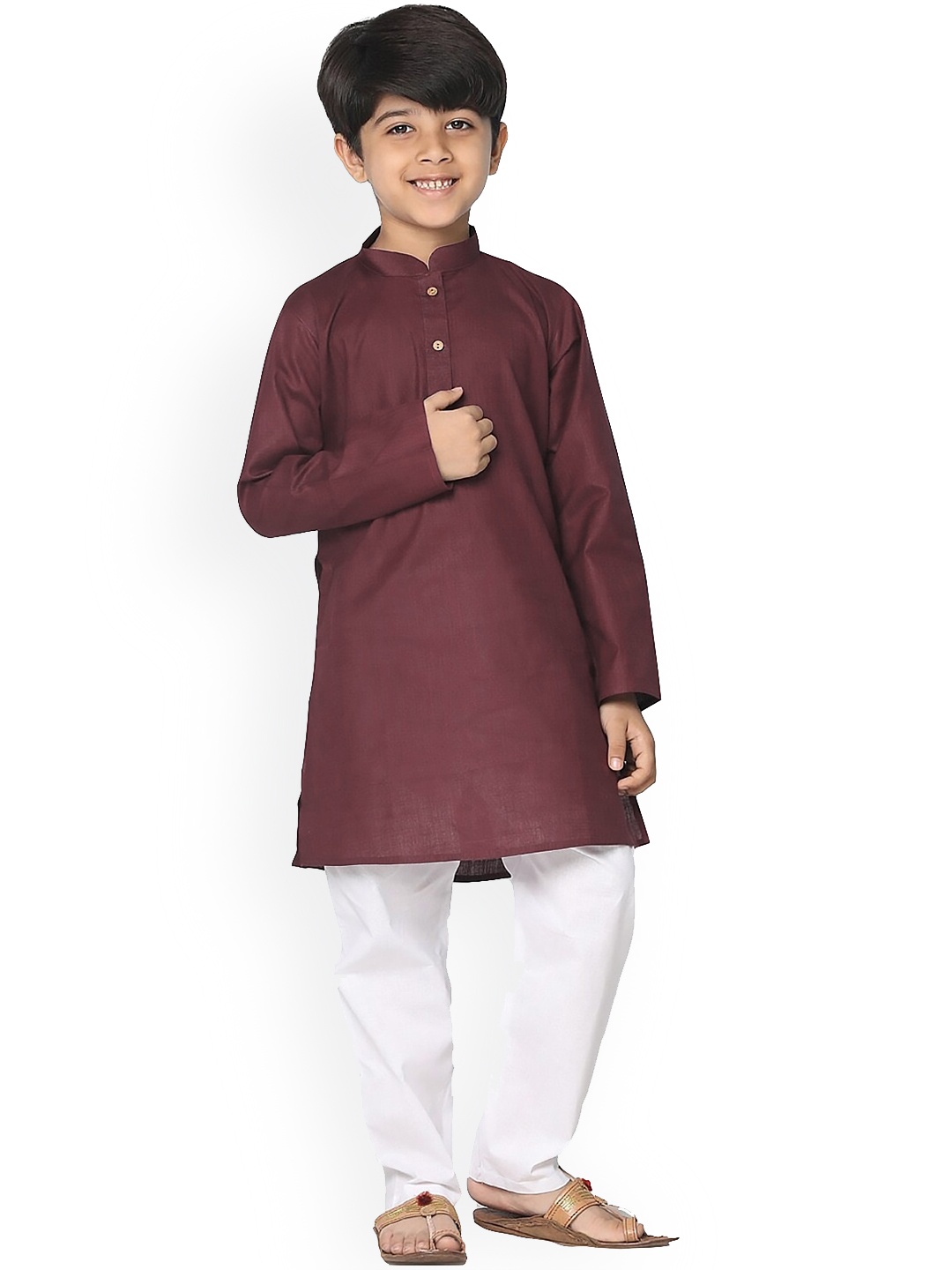 

BAESD Boys Mandarin Collar Straight Kurta, Maroon