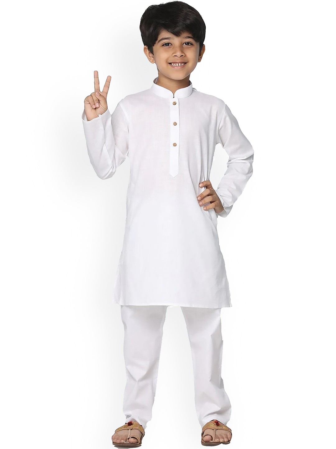

BAESD Boys Mandarin Collar Long Sleeves Straight Kurta, White