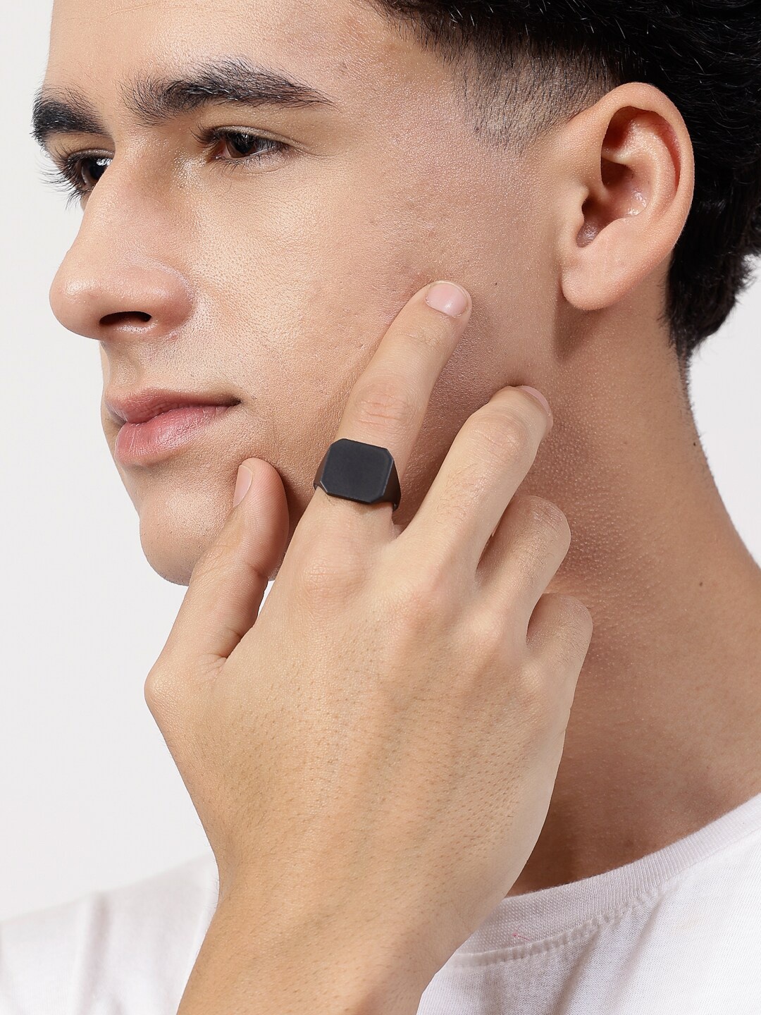 

NVR Men Stainless Steel Finger Ring, Black
