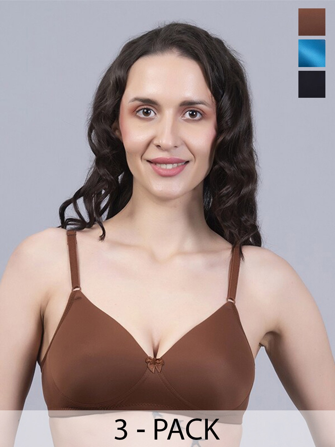 

Herryqeal Pack Of 3 Full Coverage Lightly Padded T-shirt Bra With All Day Comfort, Brown