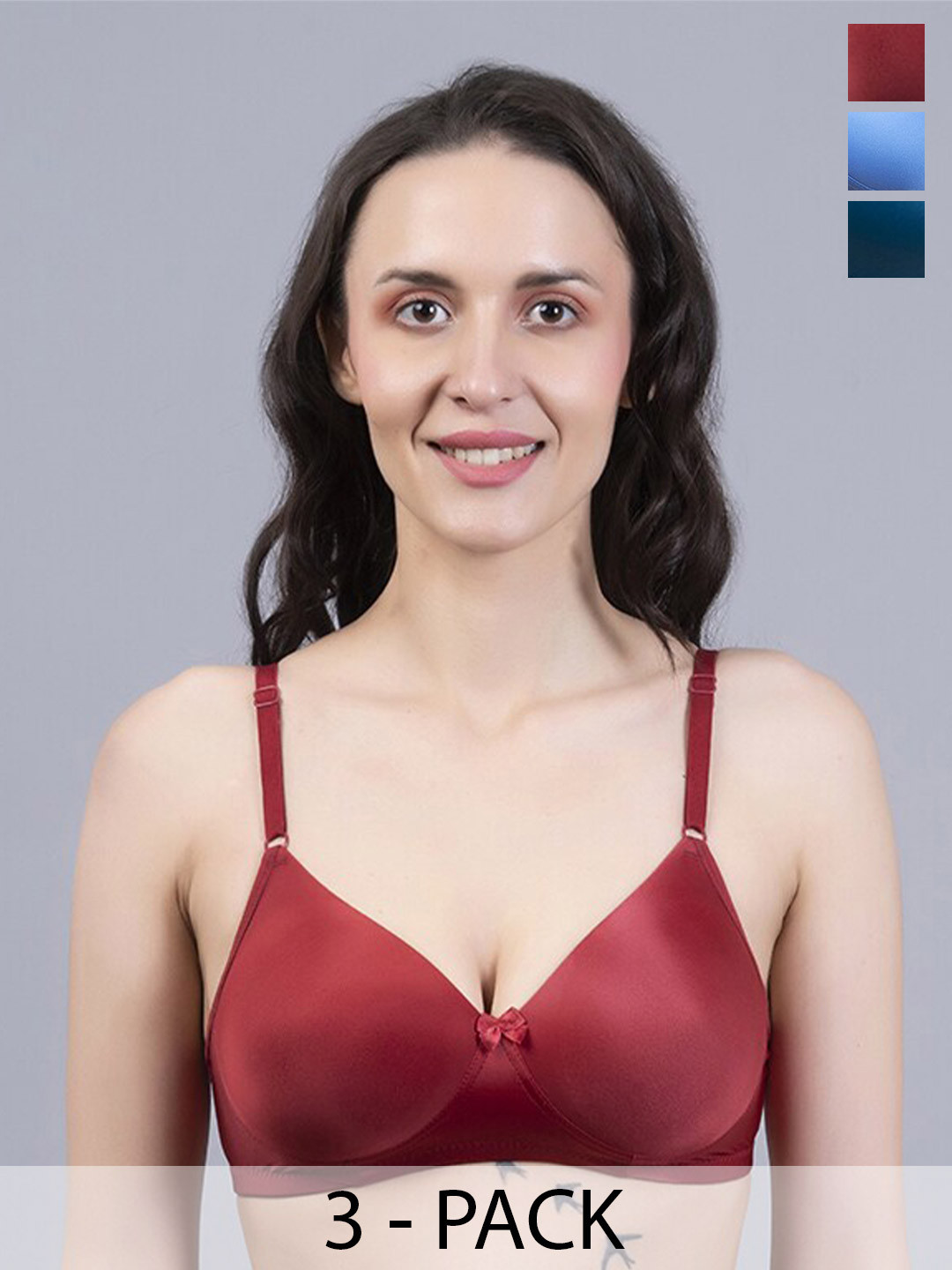 

Herryqeal Pack Of 3 Full Coverage Lightly Padded T-shirt Bra With All Day Comfort, Maroon