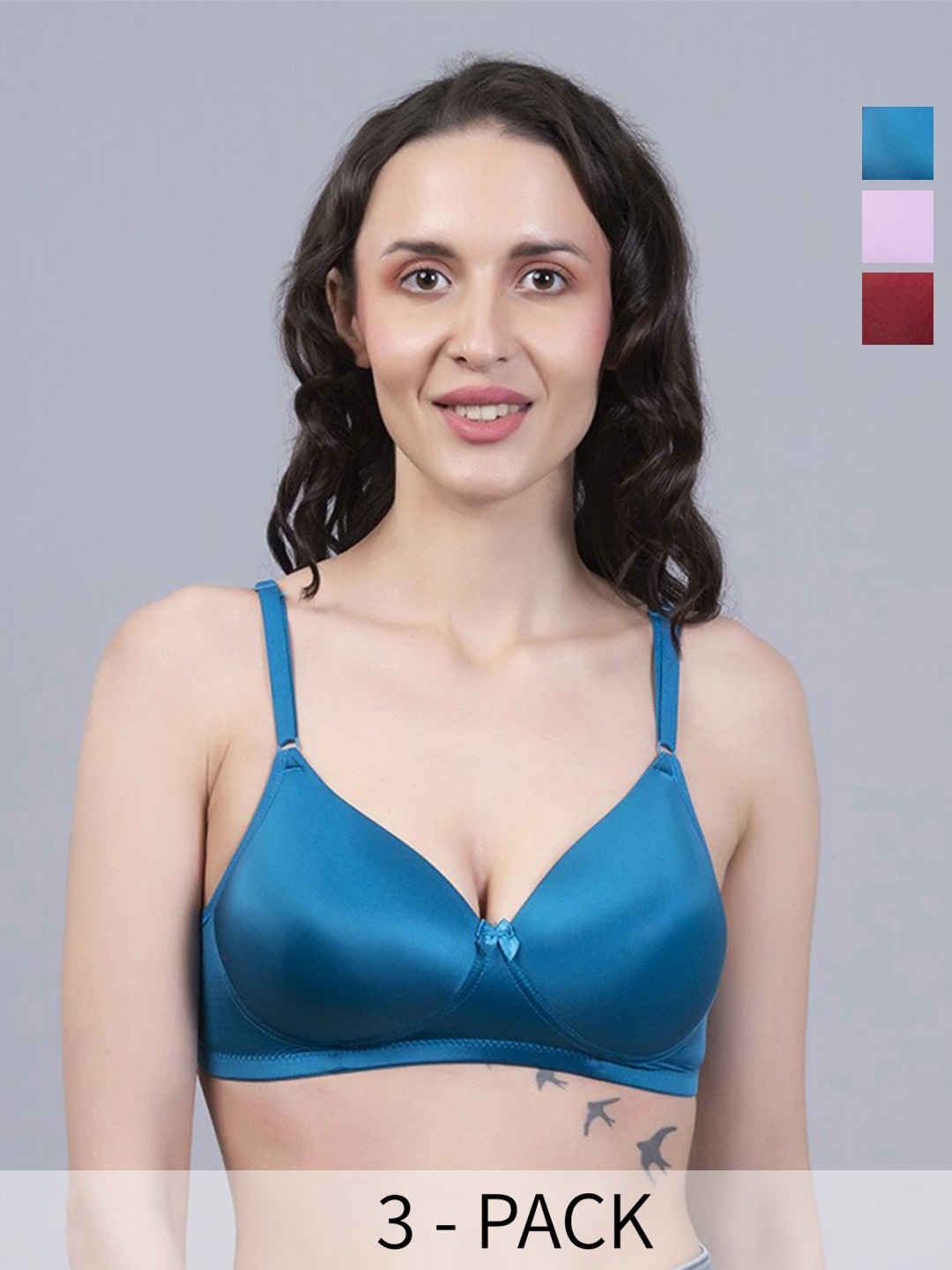 

Herryqeal Pack Of 3 Underwired Lightly Padded Everyday Bra With All Day Comfort, Red