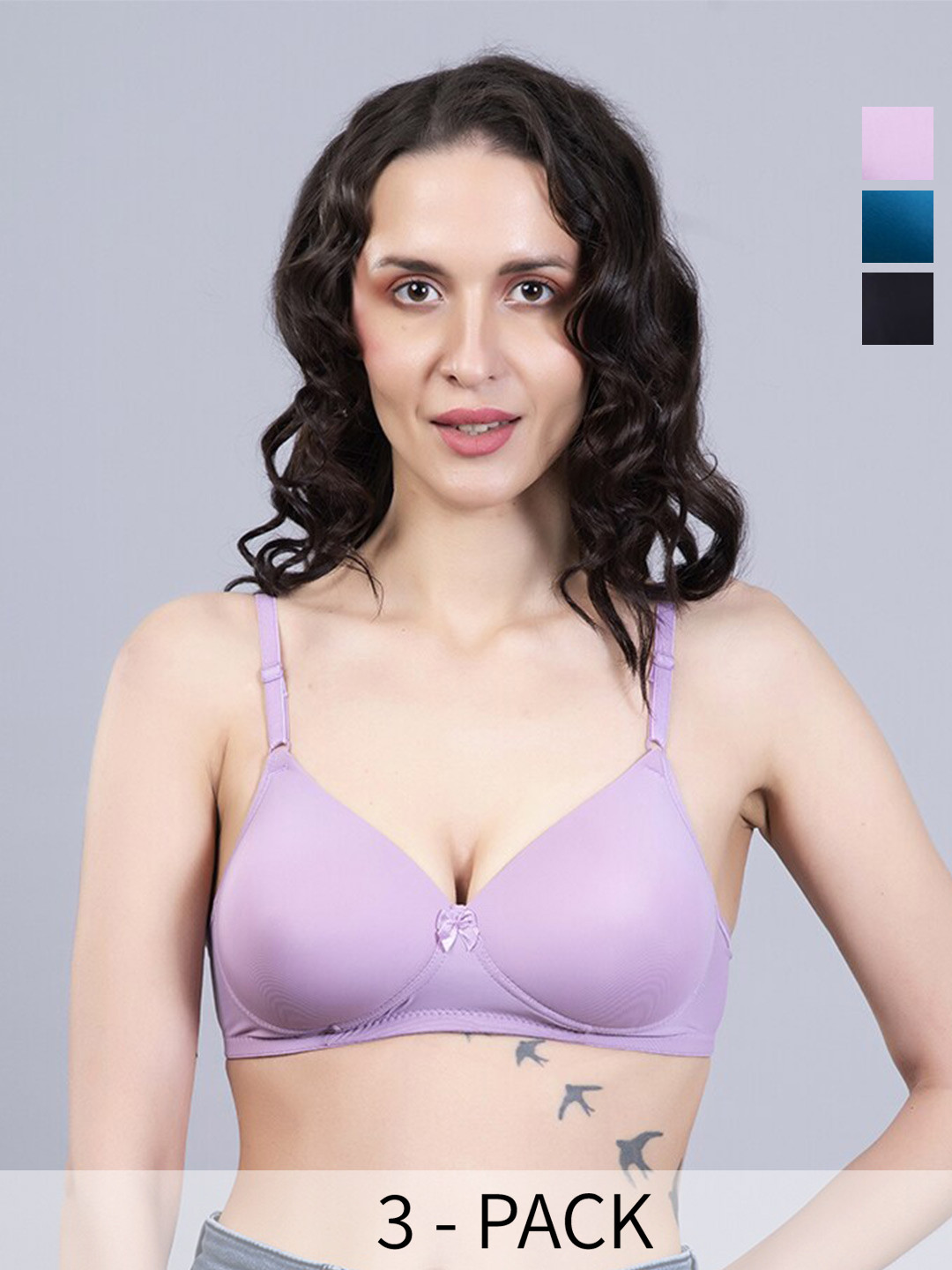 

Herryqeal Pack Of 3 Underwired Lightly Padded Everyday Bra With All Day Comfort, Black