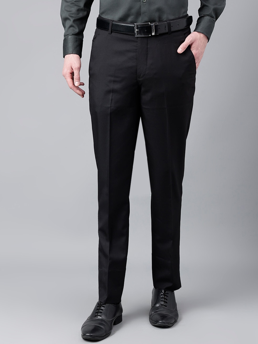 

Richlook Men Slim Fit Formal Trousers, Black