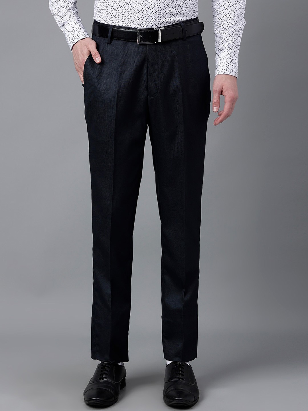 

Richlook Men Slim Fit Formal Trousers, Navy blue