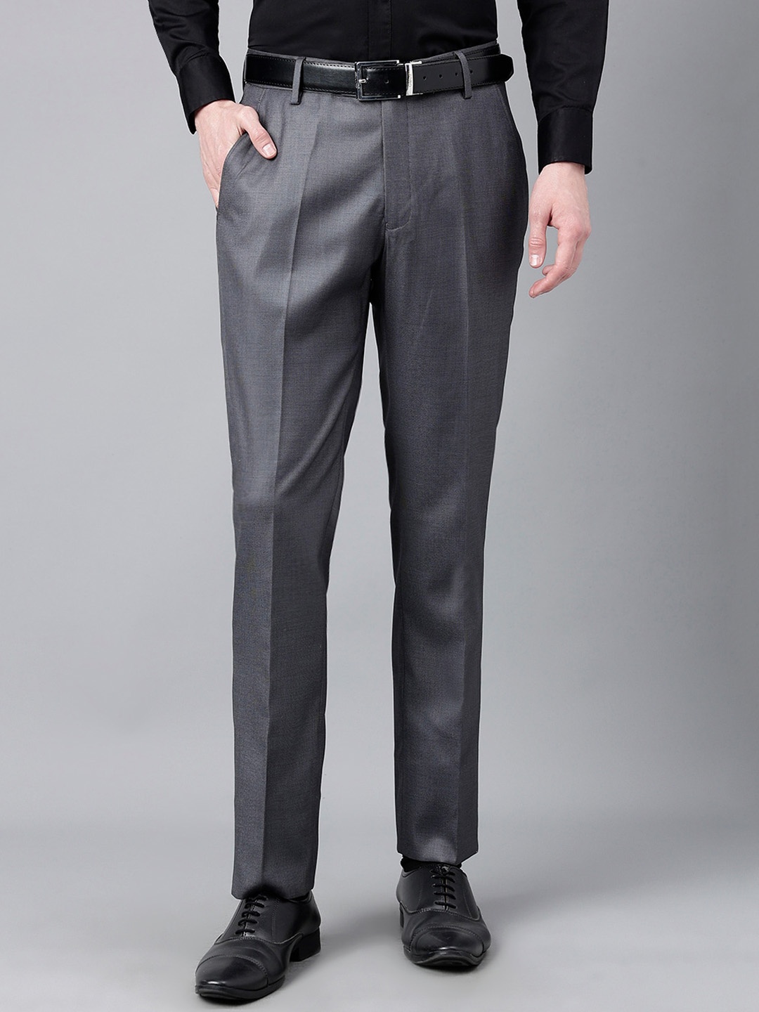 

Richlook Men Slim Fit Formal Trousers, Charcoal